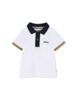 Polo bianca con stampa logo Boss