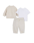 Completo felpa, t-shirt e pantalone beige Boss