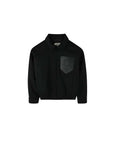 Felpa nera con tasca in similpelle Lanvin