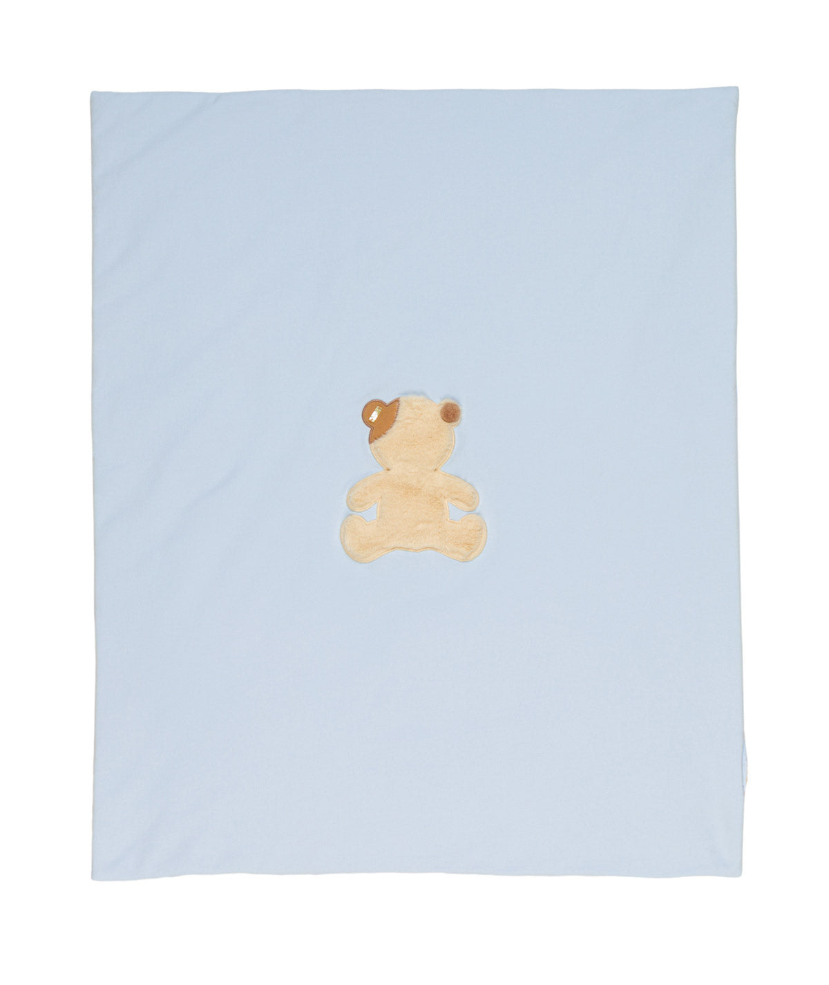 Coperta azzurra e patch orso cucito frontale Le Bebé