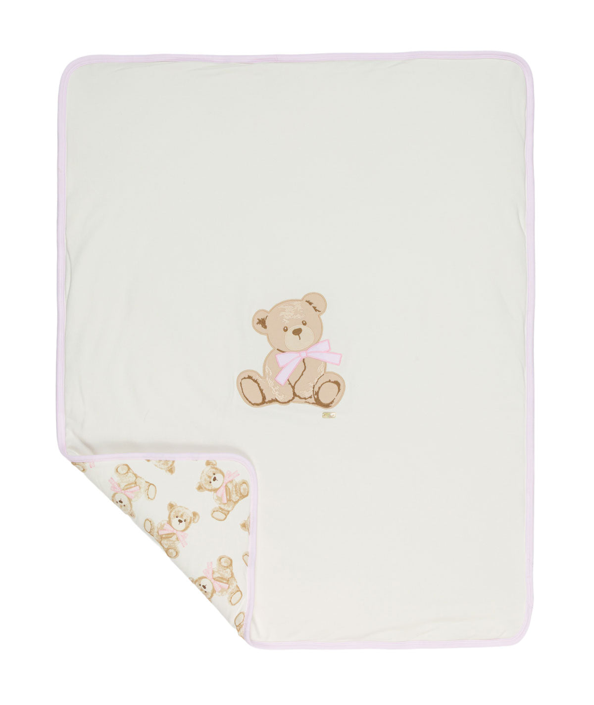 Coperta bianca e rosa con dettagli orsi Le Bebé