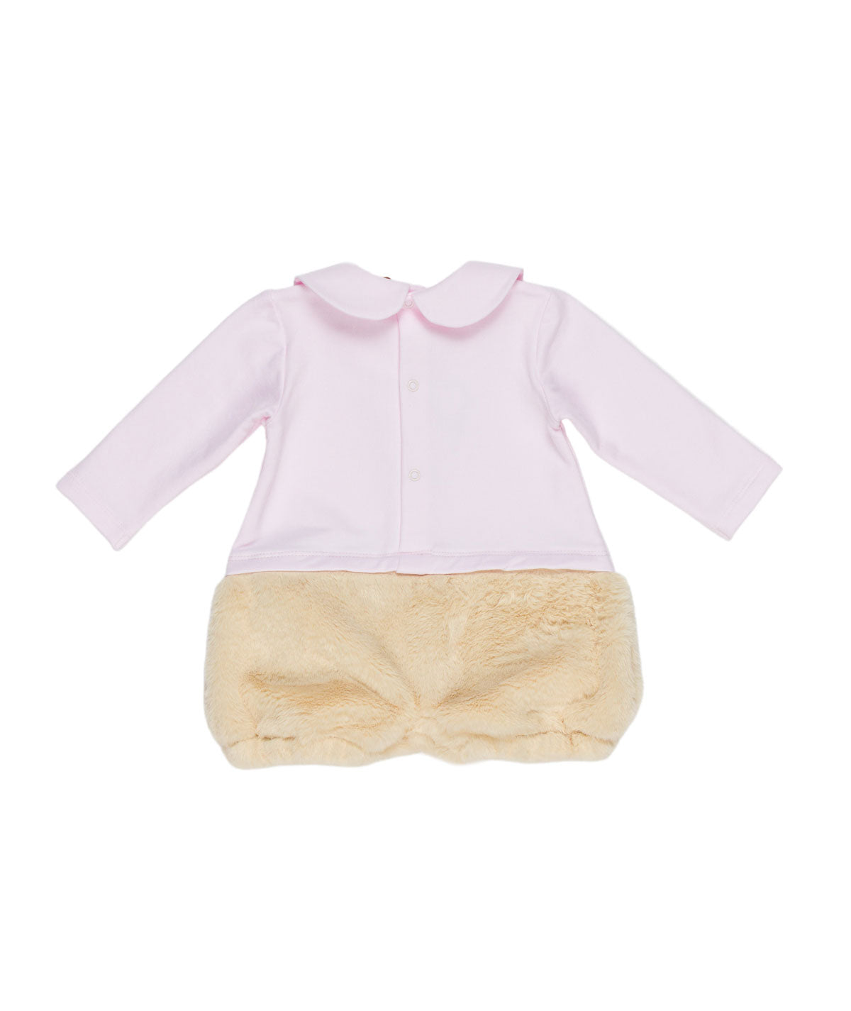 Tutina rosa con orso e dettagli pelliccia con logo Le Bebé