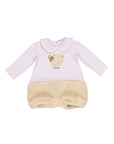 Tutina rosa con orso e dettagli pelliccia con logo Le Bebé