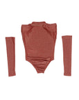 Body lurex rosa con manicotti e dettagli logo Lulu