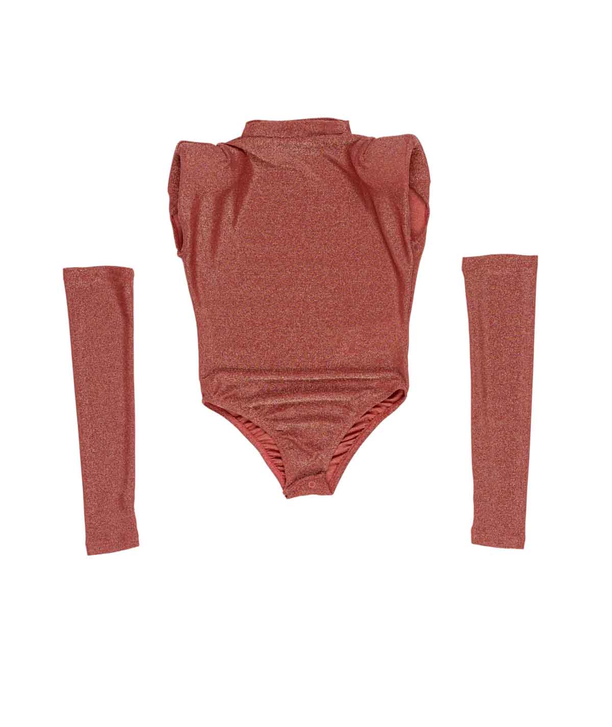 Body lurex rosa con manicotti e dettagli logo Lulu