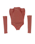 Body lurex rosa con manicotti e dettagli logo Lulu