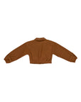 Giacca camicia cropped marrone con dettagli logo Lulu