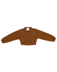 Giacca camicia cropped marrone con dettagli logo Lulu