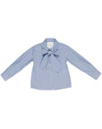 Camicia azzurra a righe bianche e beige con dettagli borchie Lulu