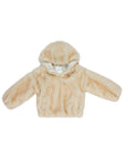 Pelliccia beige con cappuccio e dettagli logo Lulu