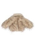 Giubbino pelliccia beige con dettagli logo Miss Grant