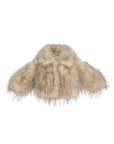 Giubbino pelliccia beige con dettagli logo Miss Grant
