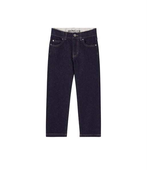 Jeans blu con dettagli logo Moncler