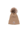 Cappello beige con pompom Moncler