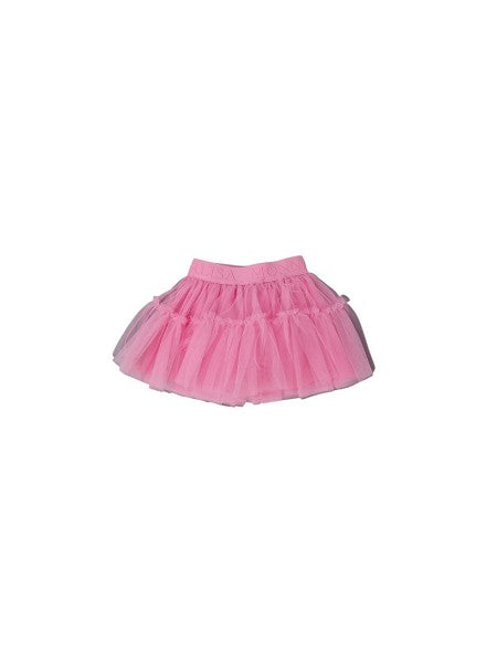 Gonna in tulle fuxia con elastico logato cucito Monnalisa