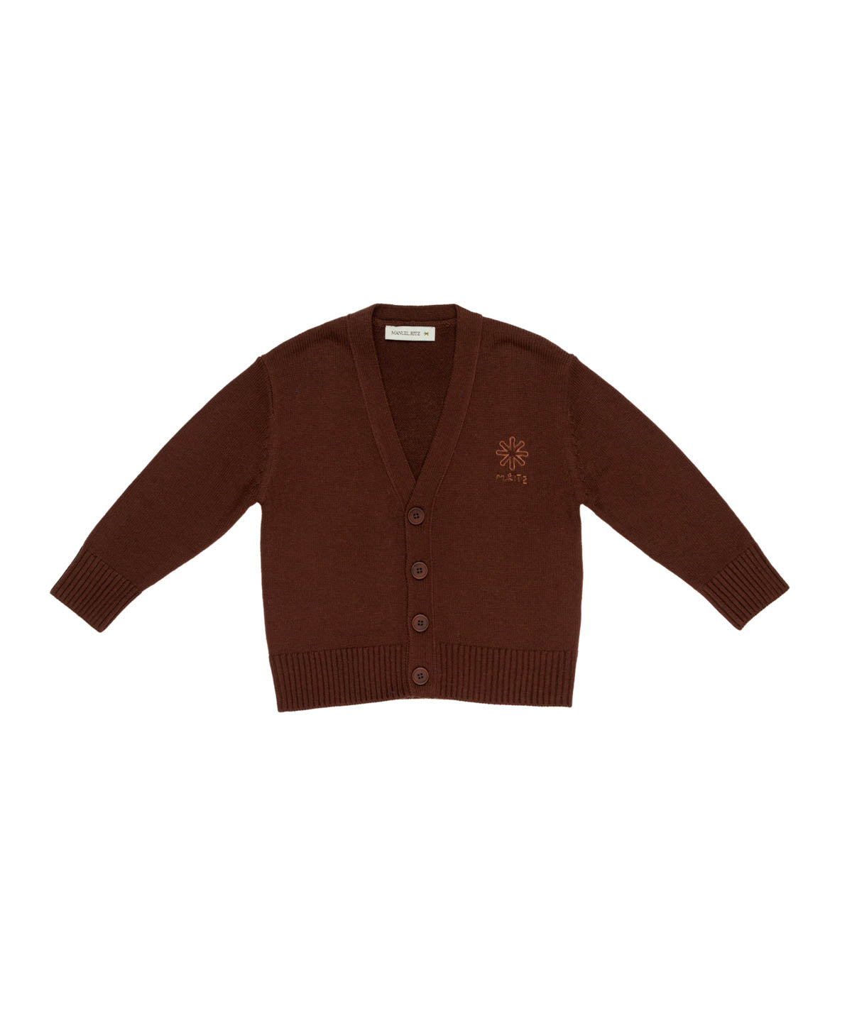 Cardigan marrone con dettaglio logo Manuel Ritz cucito frontale