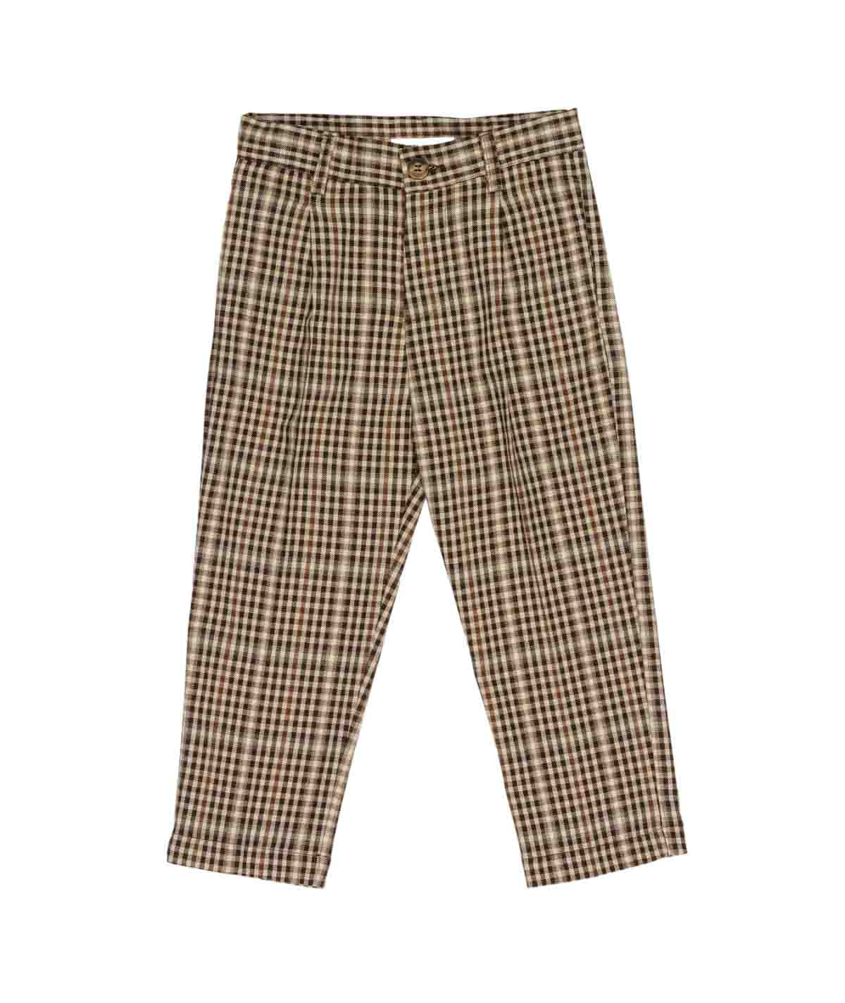 Pantalone marrone a fantasia con quadri Manuel Ritz