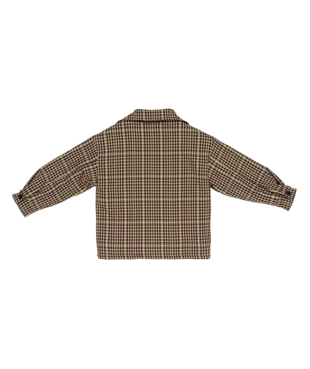 Camicia marrone con fantasia quadri e dettagli logo Manuel Ritz