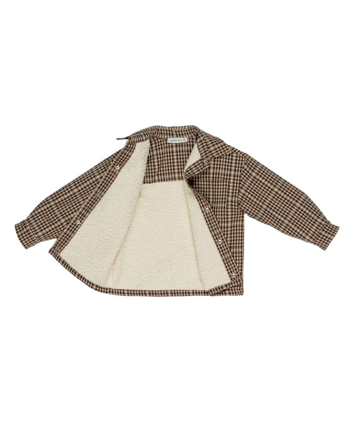 Camicia marrone con fantasia quadri e dettagli logo Manuel Ritz