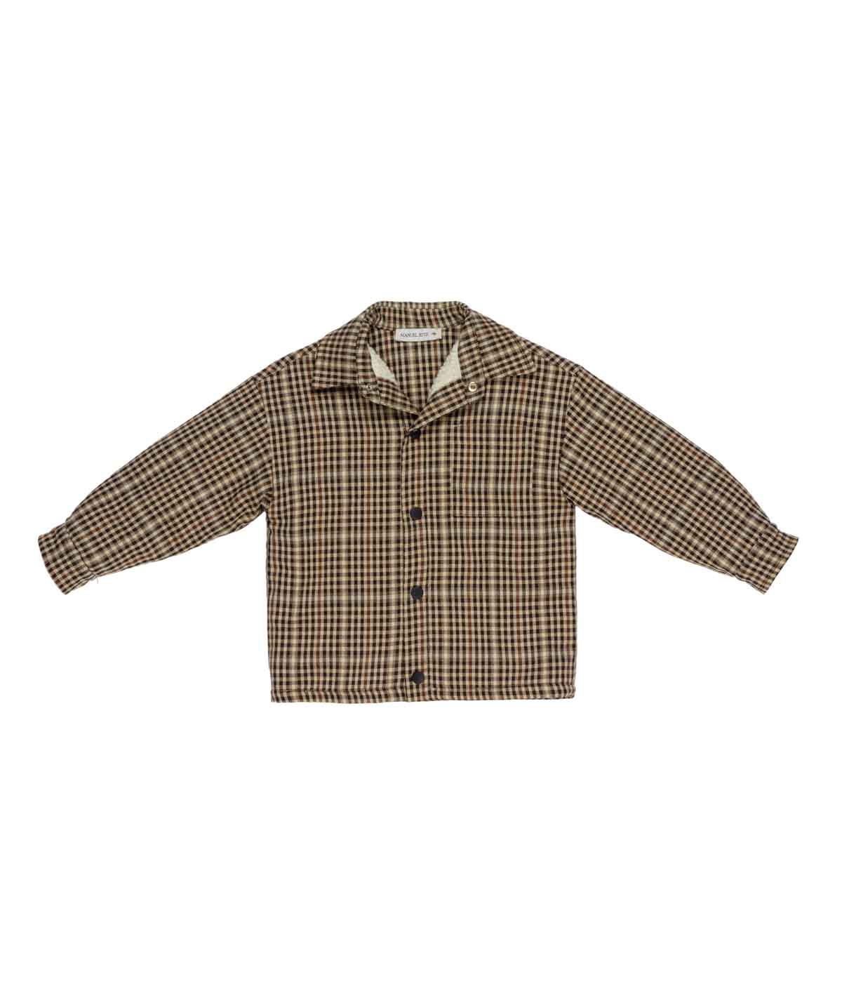 Camicia marrone con fantasia quadri e dettagli logo Manuel Ritz