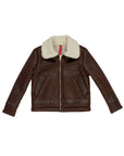 Montone marrone con teddy beige e dettagli logo Manuel Ritz