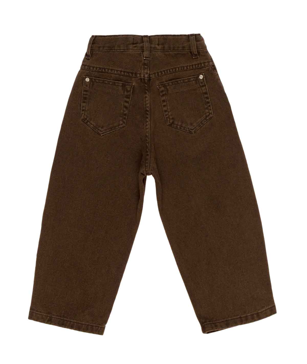 Pantalone cinque tasche marrone con dettagli logo Manuel Ritz