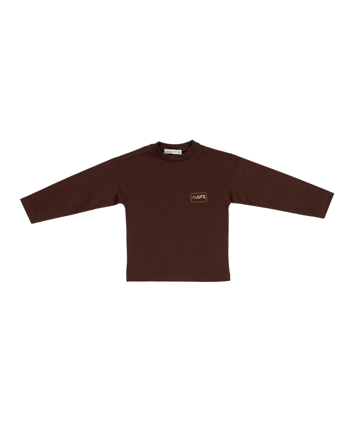 T-shirt marrone manica lunga con dettagli logo Manuel Ritz