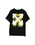 T-shirt nera con dettagli gialli e stampa logo Off-White