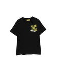 T-shirt nera con dettagli gialli e stampa logo Off-White