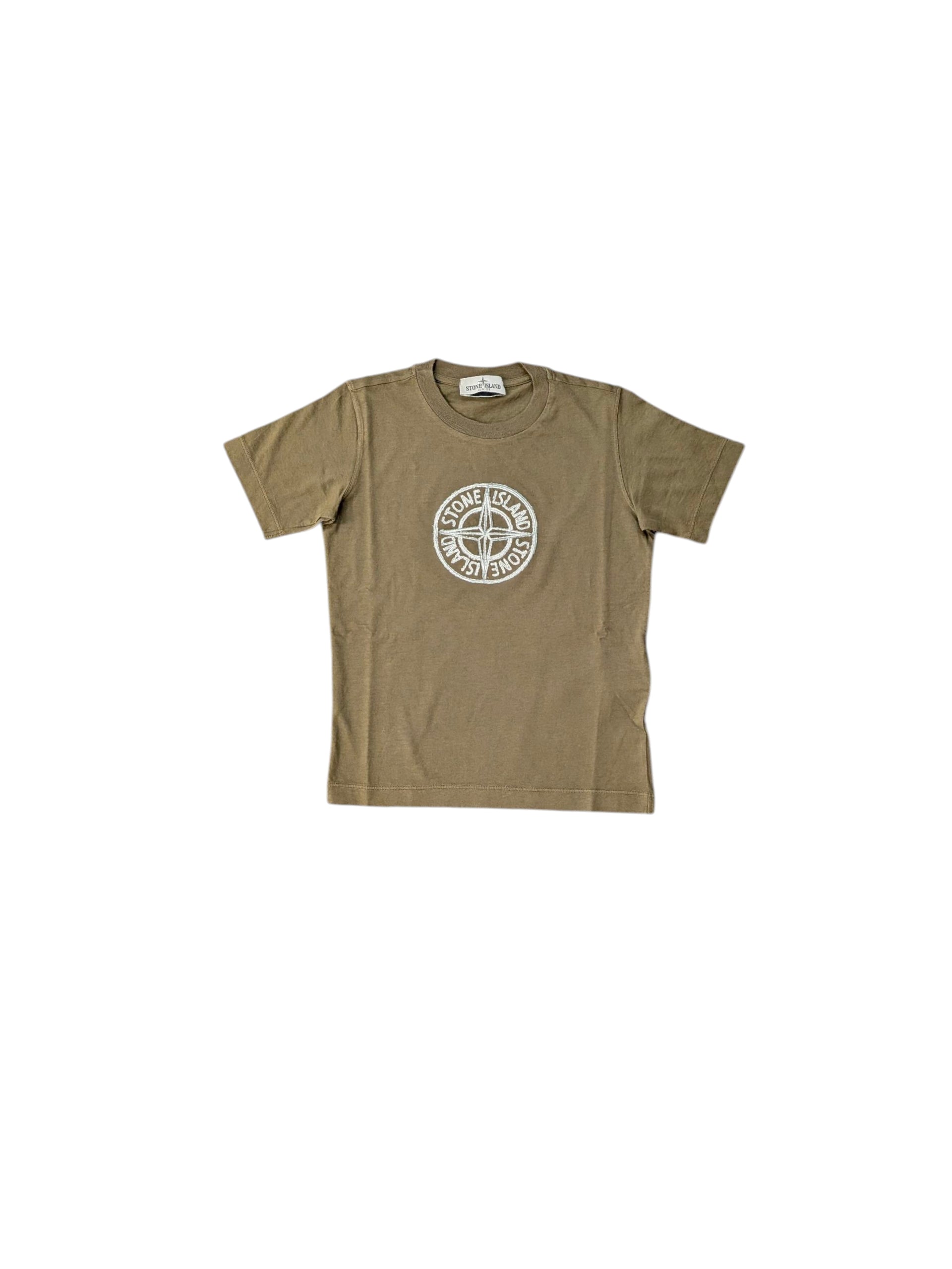 T-shirt verde con logo cucito Stone Island