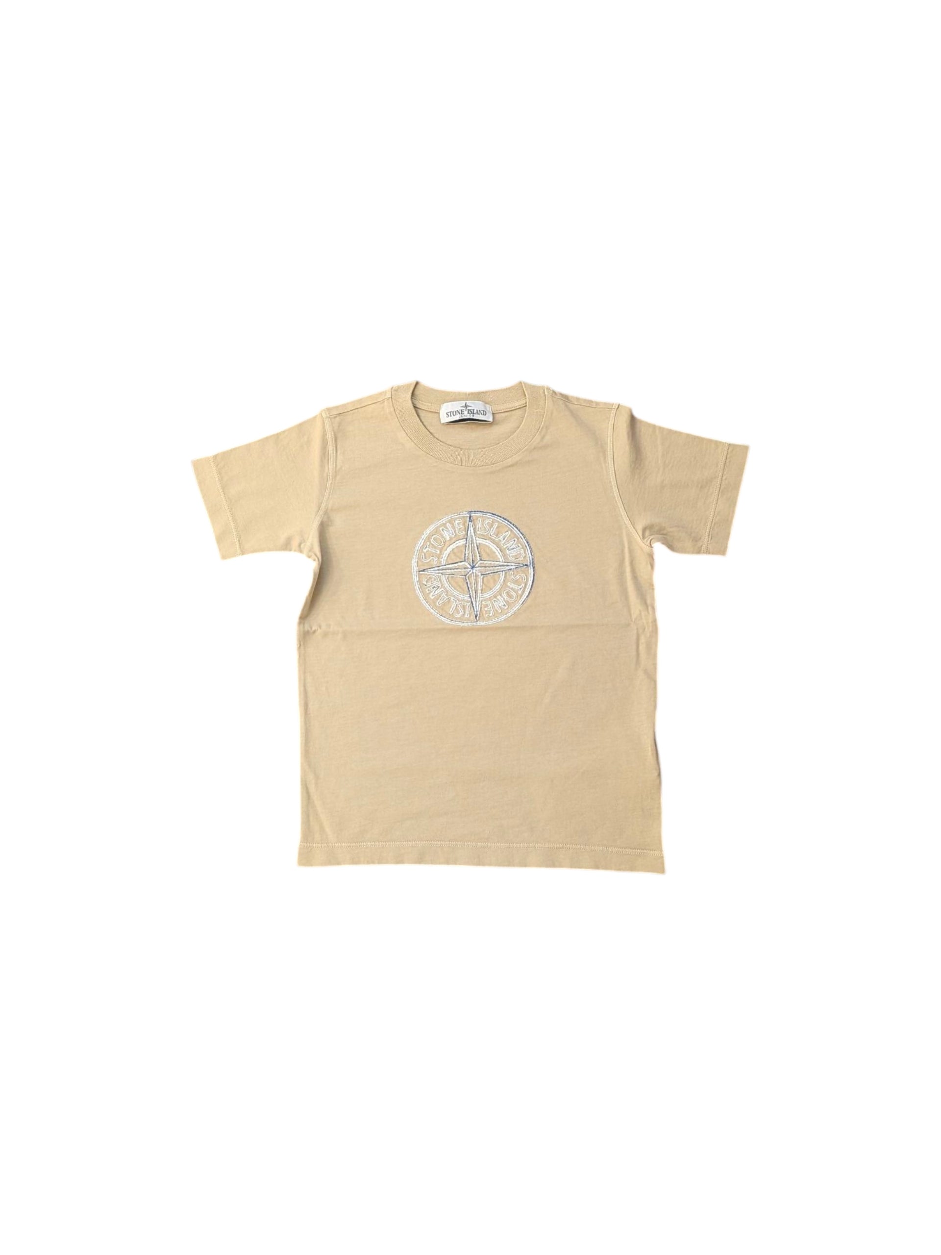 T-shirt beige con logo cucito Stone Island