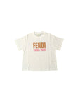 T-shirt bianca con logo cucito Fendi