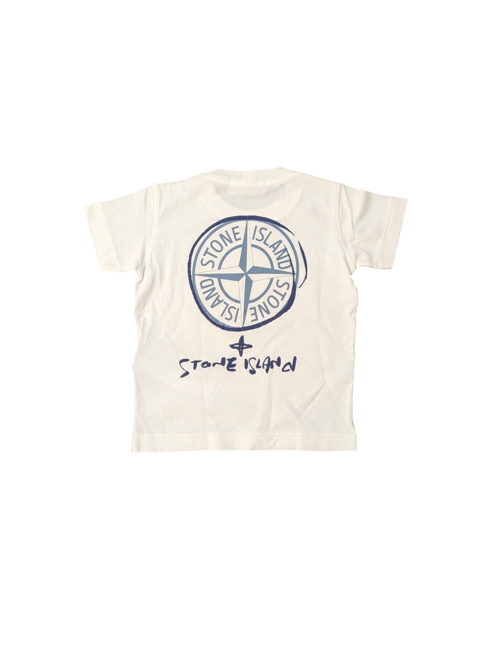 T-shirt bianca con stampa logo Stone Island