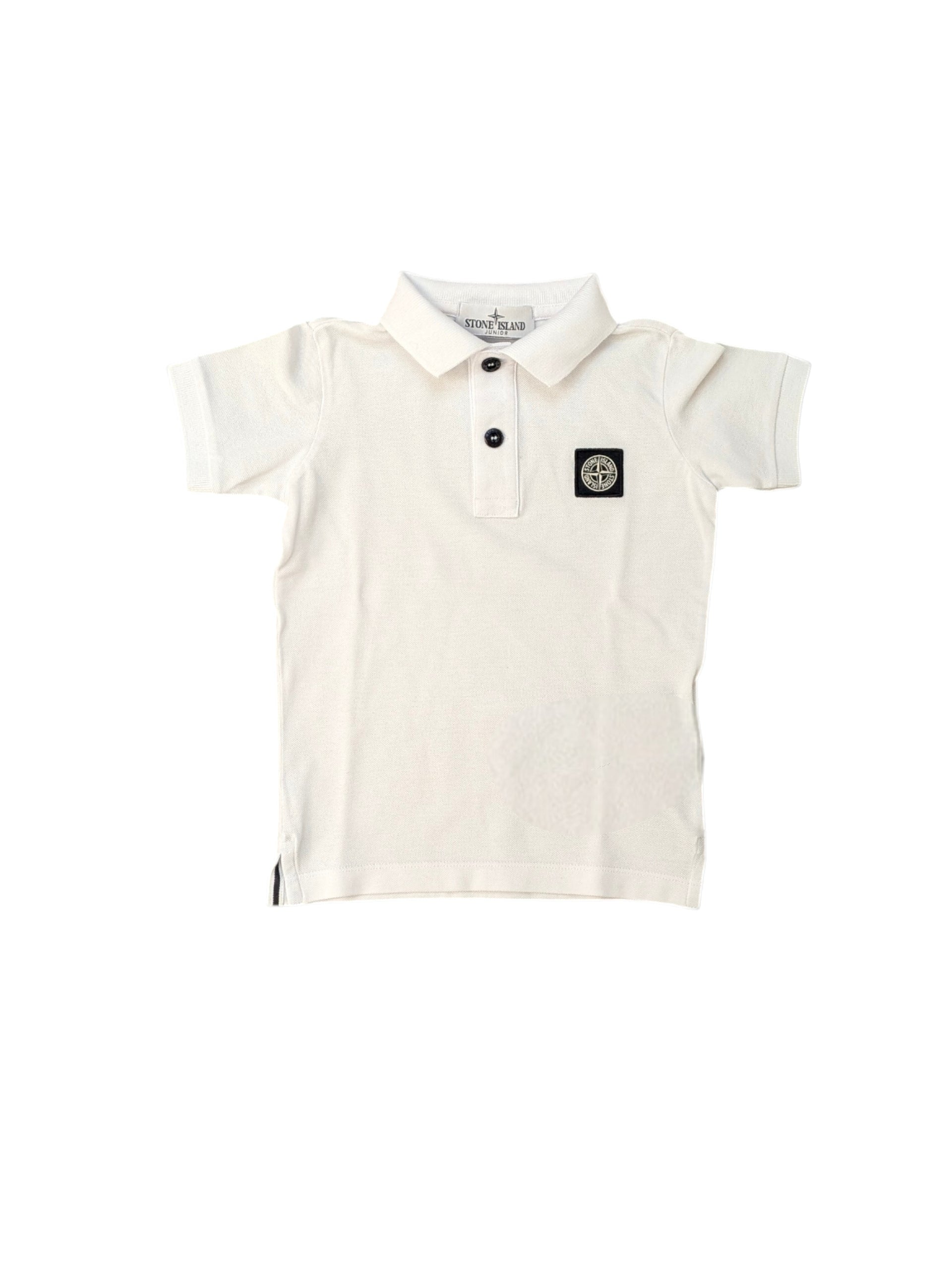 Polo bianca con dettaglio logo Stone Island