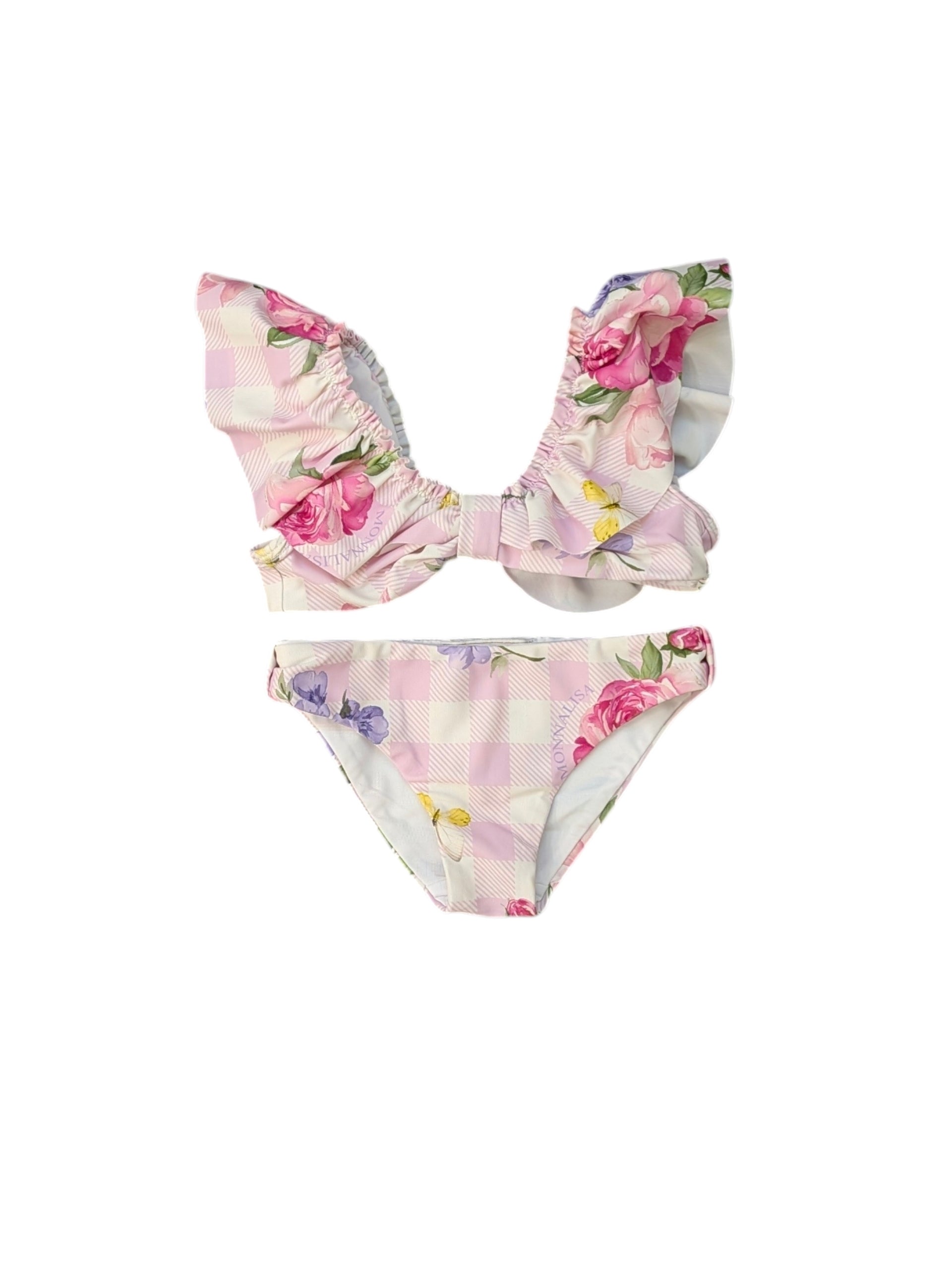 Costume bikini rosa con stampa fiori Monnalisa