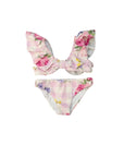 Costume bikini rosa con stampa fiori Monnalisa