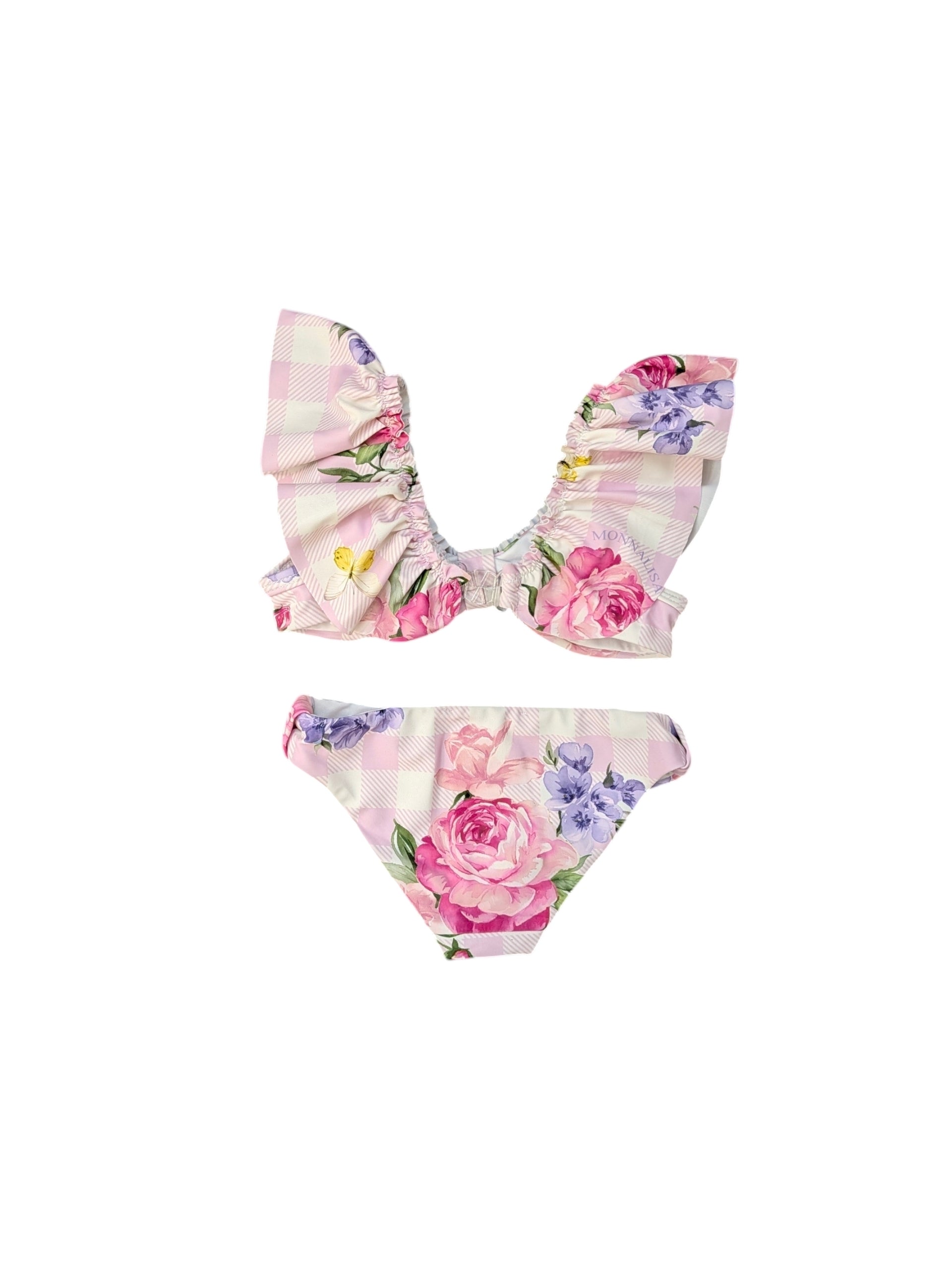 Costume bikini rosa con stampa fiori Monnalisa