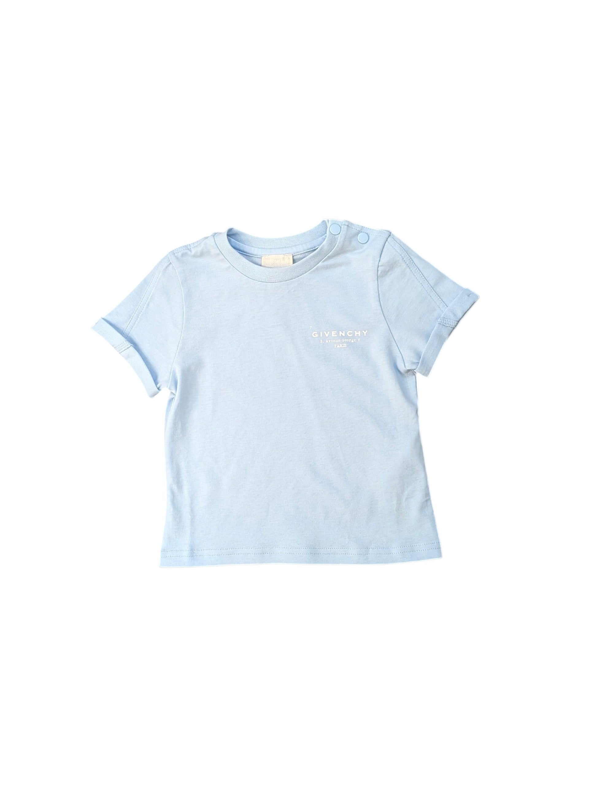 T-shirt azzurra con stampa logo Givenchy