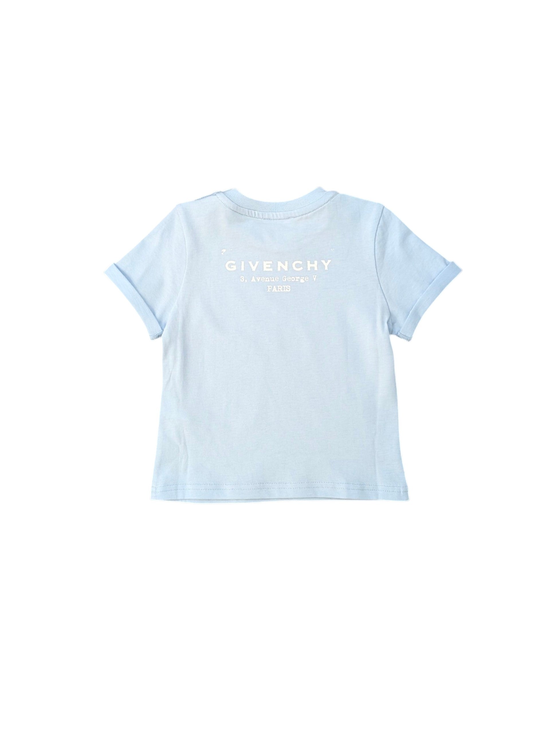 T-shirt azzurra con stampa logo Givenchy