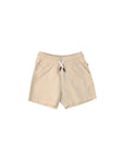 Bermuda beige misto lino con logo Boss cucito