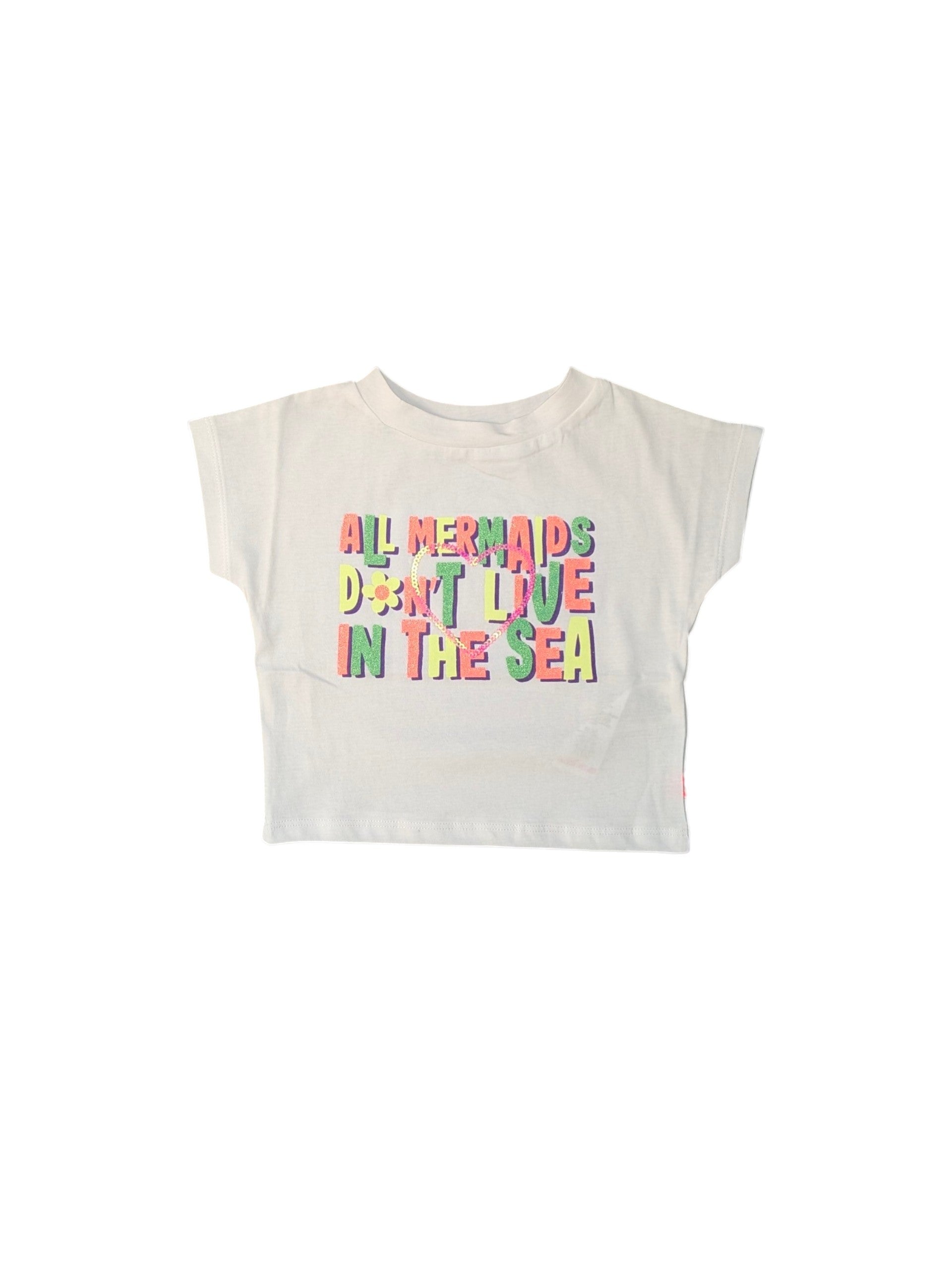 T-shirt bianca con stampa frontale e paillettes Billieblush