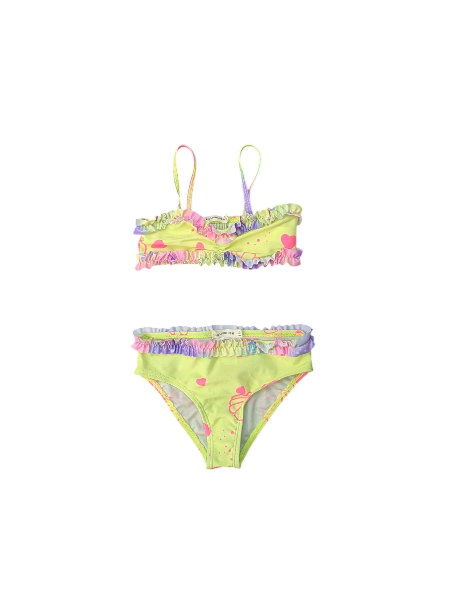 Costume bikini giallo fluo con dettagli Billieblush