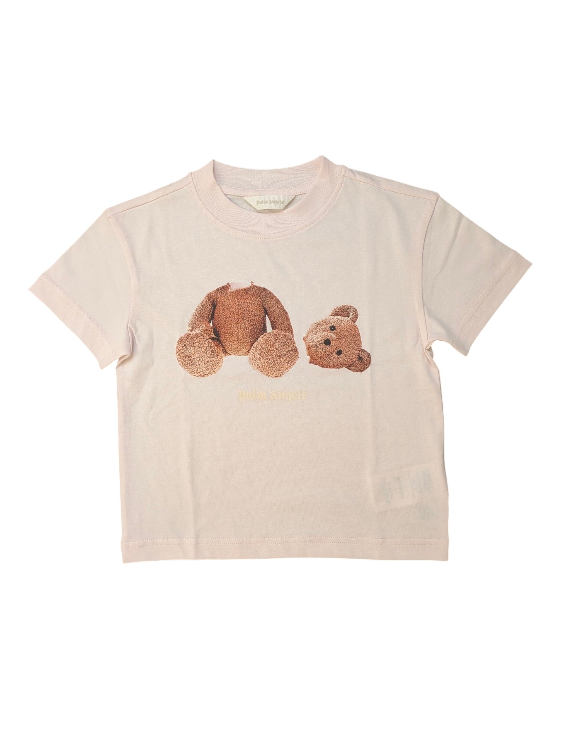 T-shirt rosa con stampa orso Palm Angels