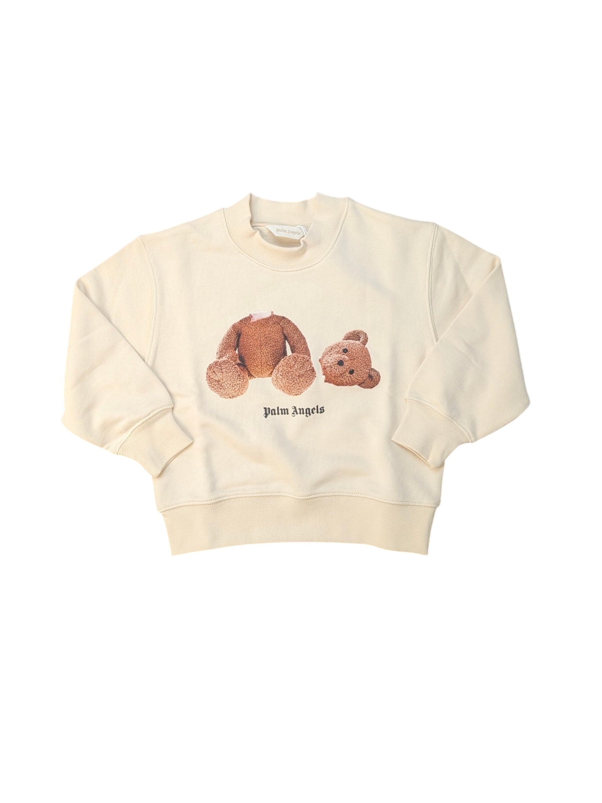 Felpa panna con stampa orso Palm Angels