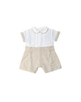 Pagliaccetto beige in misto lino con logo cucito Nanan