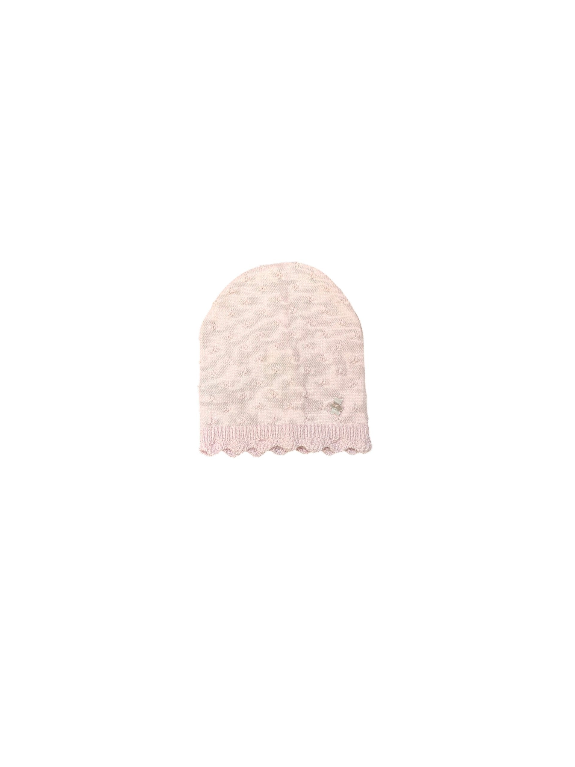 Cappello rosa in filo con dettaglio orso cucito Nanan