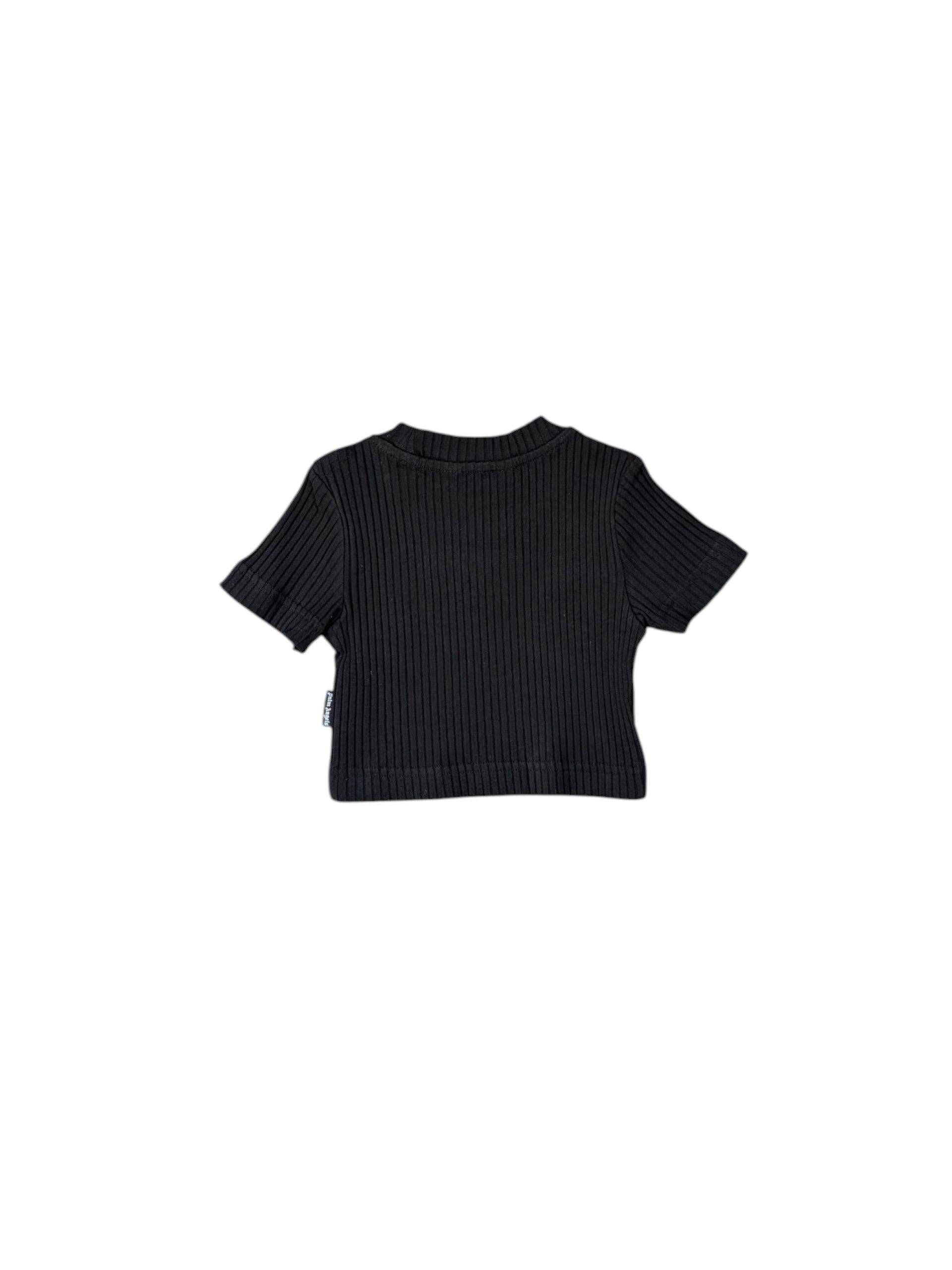 T-shirt cropped a costine nera Palm Angels