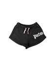 Pantaloncino in felpa nero con stampa logo Palm Angels