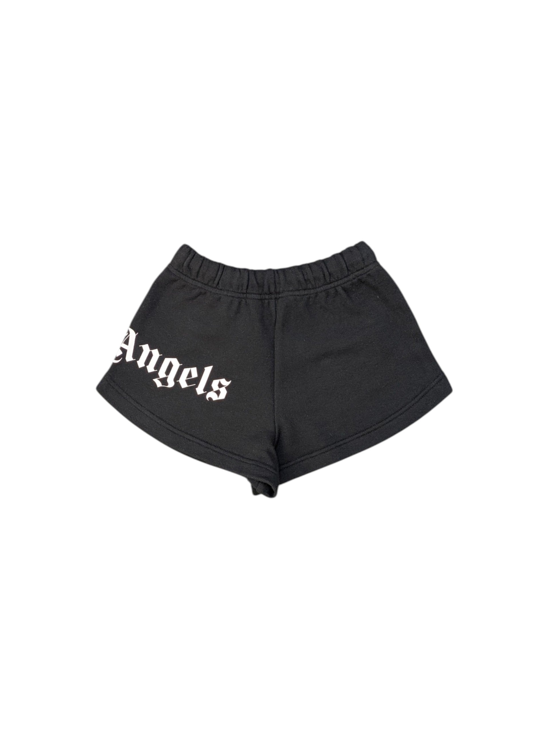 Pantaloncino in felpa nero con stampa logo Palm Angels