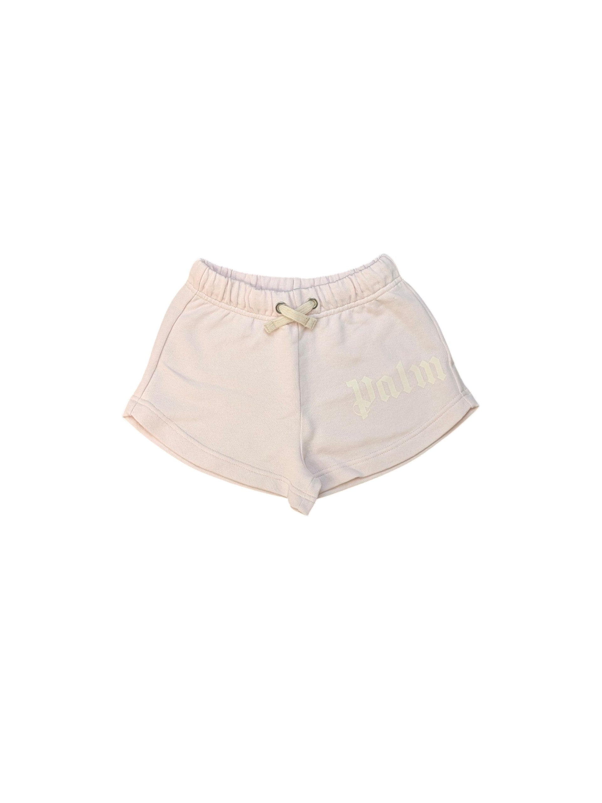 Pantaloncino in felpa rosa con stampa logo Palm Angels